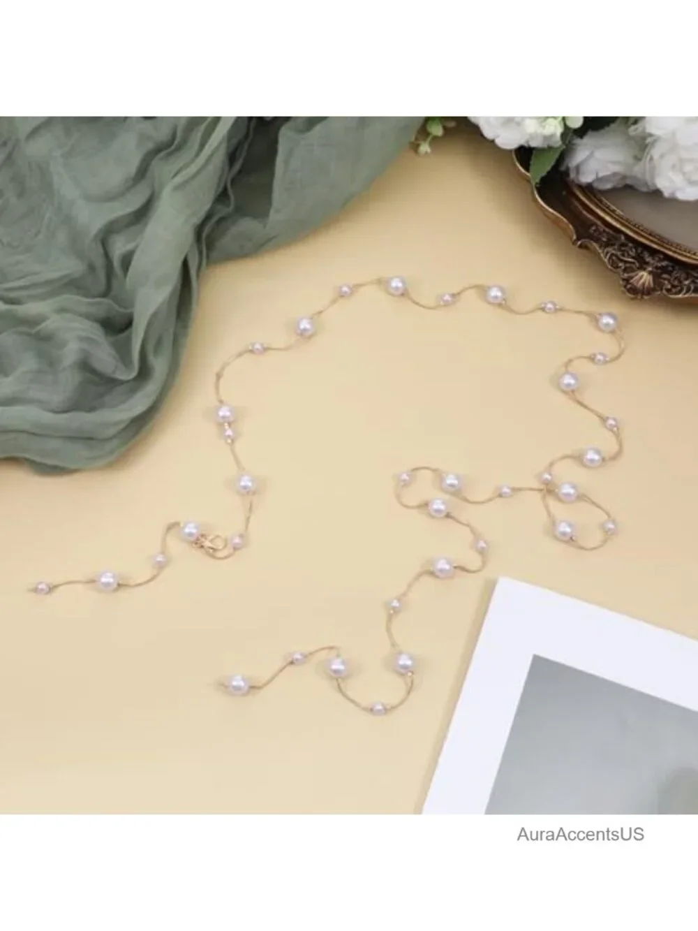 Pearl Waist Chain Belt - Adjustable Gold Body Chain with Tassel Pendant for